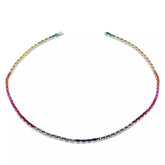 Absolute Sterling Silver Simulated Colors of Sapphire Rainbow Line Necklace, 18"